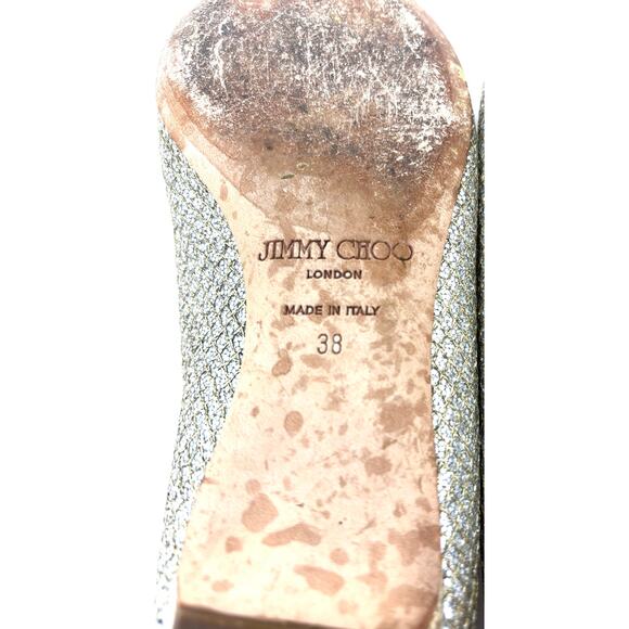 Jimmy Choo Sandy Glitter Fabric Champagne Flats Size 38 - Picture 7 of 11